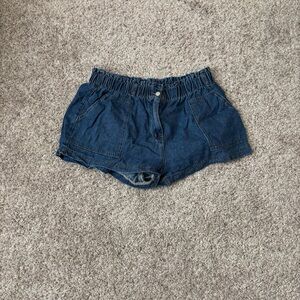 SHEIN Dark Blue Paperbag Denim Shorts